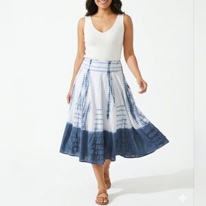 Papillon Blanc Blue and White Tie-Dye Circle Skirt